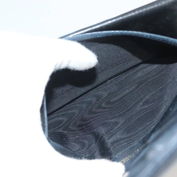 CHANEL COCO Mark Long Wallet Grained Calf Skin Navy Gold - Picture 10 of 16